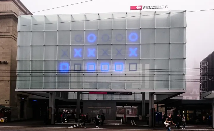 Binary clock Swiss railway station