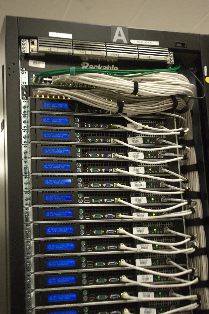 Rear of rack at NERSC data center - closeup